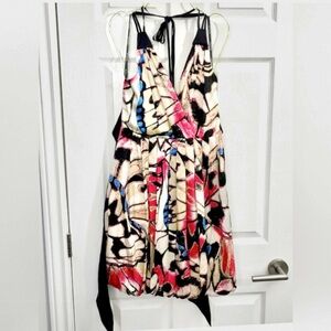 NWOT - Abstract Halter Neck Bubble Hem Dress - Pink, Blue, Black
